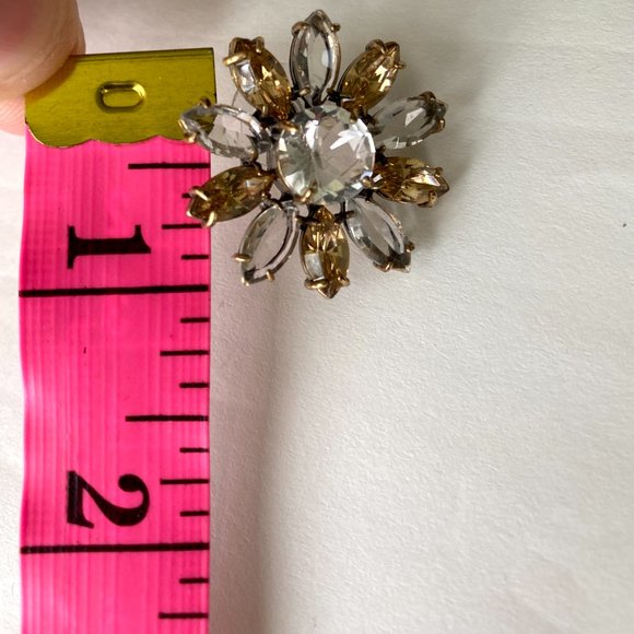 Vintage Large Floral Statement Stud Earrings with Transparent and Amber Petals - Picture 8 of 8